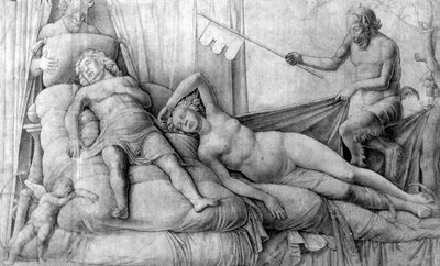Nude Woman Asleep with Cupid and Satyrs by Andrea Mantegna
